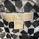Michael Michael Kors Size S Women's Black-White Geometric Zip Up Blouse