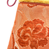 Rust-Gold Fabric Floral Crossbody Handbag