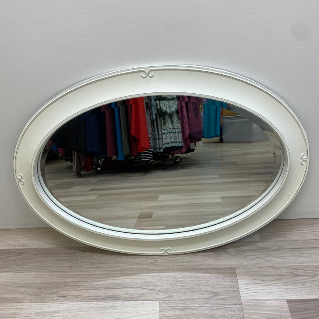 White Plastic Oval Mirror