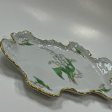 Chamart Limoges White-Multicolor Porcelain Gold Trimmed Scallop Edged Tray