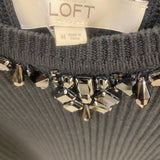 Loft Size M Women's Black Solid Crew Neck Sweater