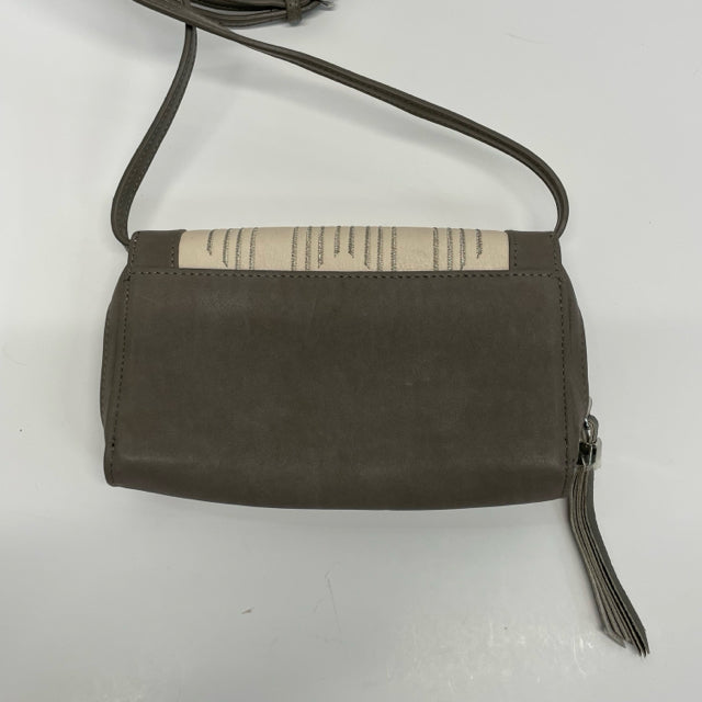 Stella & Dot Taupe Faux Leather Patchwork Crossbody Handbag
