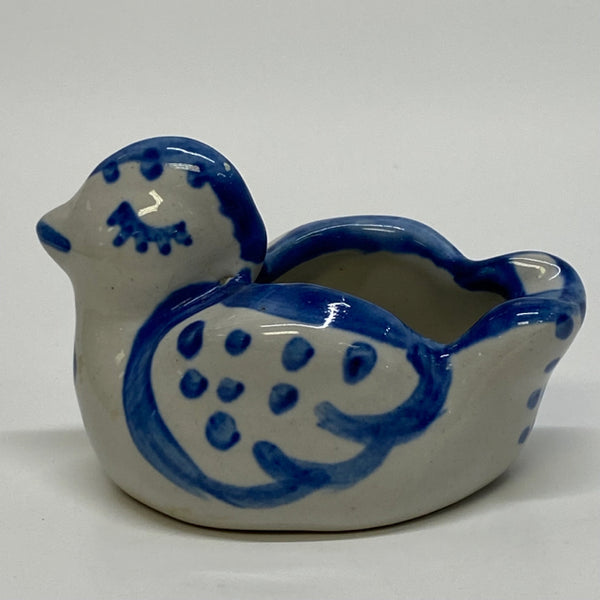 M.A Hadley Beige-Blue Bird  Figurine Ring HolderPottery