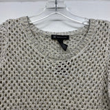 INC Size M Women's Beige-Silver Cut Out 3/4 Sleeve Sweater