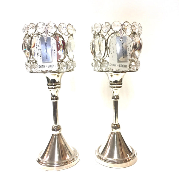Shiny & Bright Silver-Clear Candleholder(s)