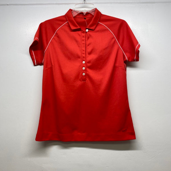 Nike Golf Size M Women's Red Solid Polo Activewear Top