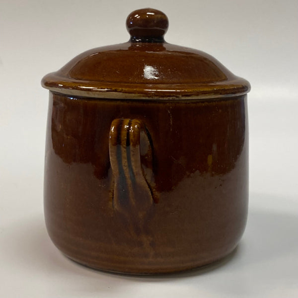 Brown Stoneware Sugar Bowl with Lid