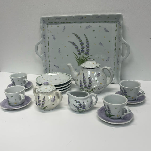 Andrea By Sadek Child-Size White-Multicolor Porcelain Pottery Tea Set