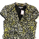 Classiques Entier Size 14-L Women's Black-Yellow Pattern Short Sleeve Dress