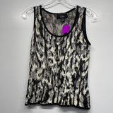 St. John Size S Women's Black-Multi Pattern Shell Sleeveless Top