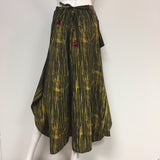 Prajnic Size 0-12 Green-Tan Cotton Abstract Lines Side Pocket Pants