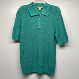 Appleseed's Size M Women's Green Tweed Polo Short Sleeve Top