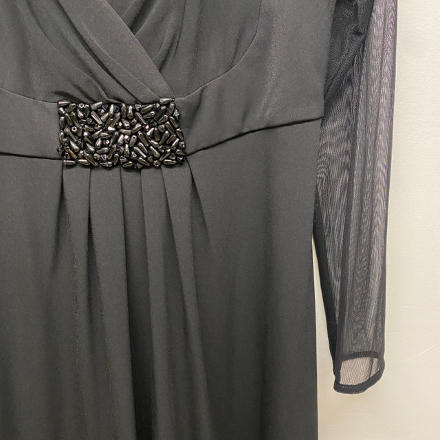 Donna Ricco Size 14-XL Women's Black Solid Long Sleeve Dress
