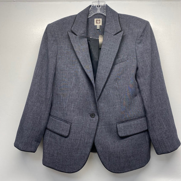 Ann Klein Women's Size 10-M Blue Tweed Single Button Jacket