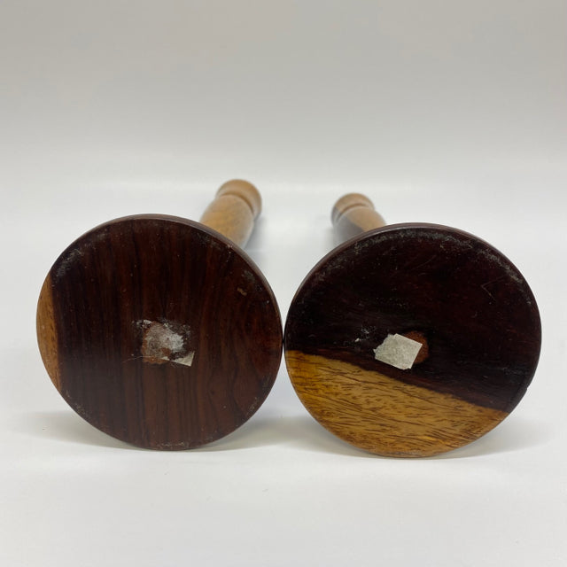 Brown-Tan Wood Candleholder(s)