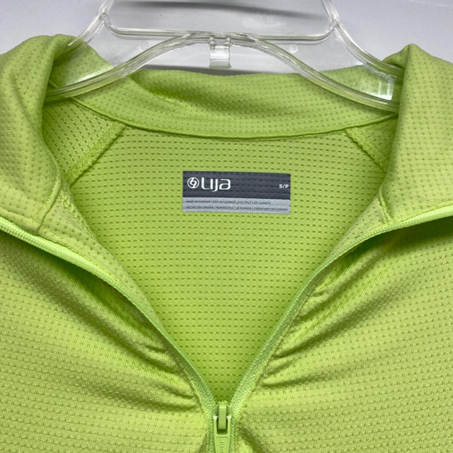Lija Size S Women's Lime Textured Zip Mock Neck Activewear Top