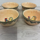 Set of 4 Tabletops Cream-Multi Ceramic Bowl - Boulevard Handpainted - Rooster