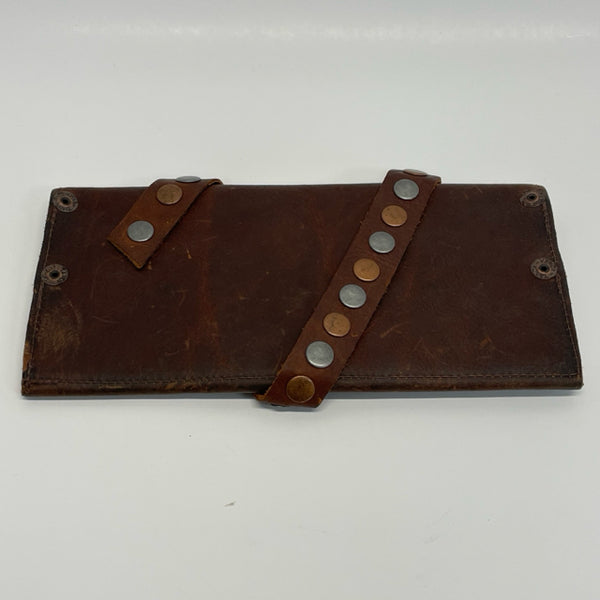 Brown Leather Studded Clutch