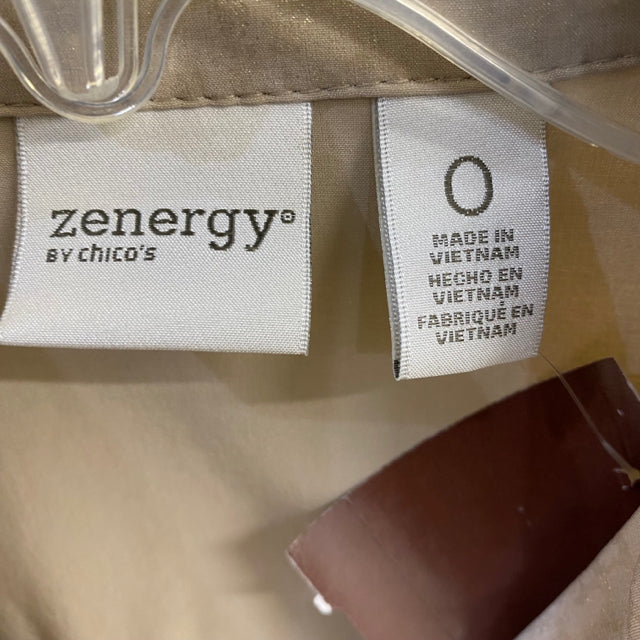 Zenergy By Chico's Women's Size 0-S Tan Shimmer Button Up Jacket