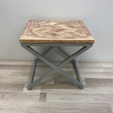 Made in India Brown-Silver Wood-Metal Side Table