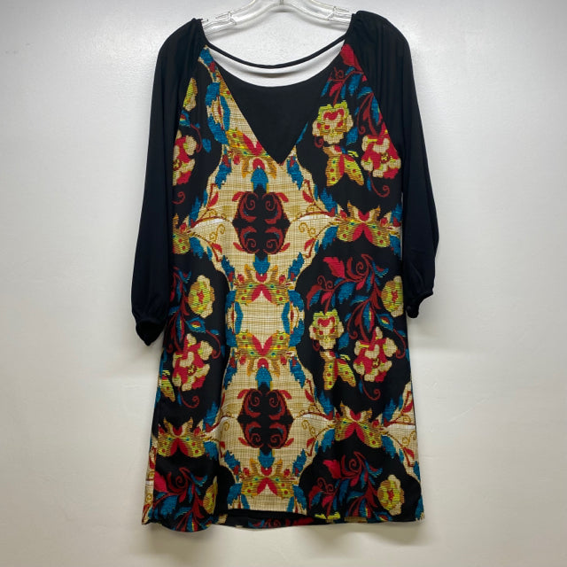 Maeve-Anthropologie Size S Women's Black-Multi Pattern Long Sleeve Dress