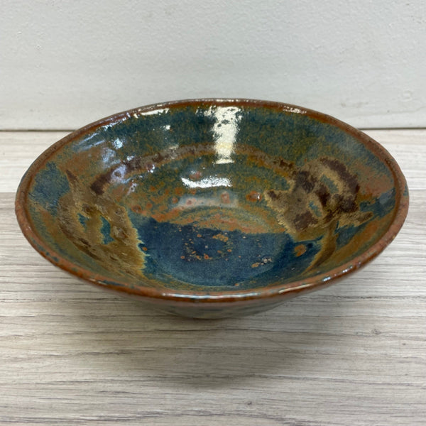 Handmade Brown-Aqua Pottery Bowl