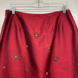 Loft Ann Taylor Size 10 Women's Red-Multi Embroidered Pencil Skirt