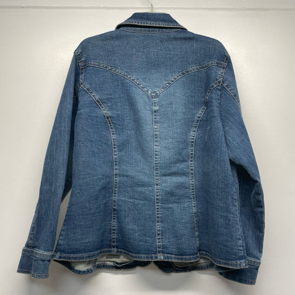 Ami Women's Size Xl Blue Washed Button Up Jacket