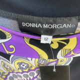 Donna Morgan Size 12-M Women's Black-Multi Pattern Shift Dress