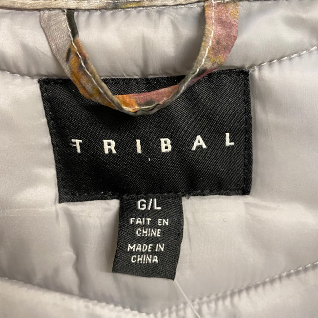 Tribal Women's Size L Gray-Multi Pattern Zip Up Coat