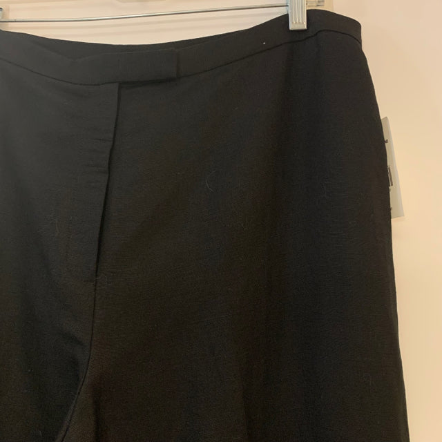 Tahari Women's Size 16 Black Solid Linen Trouser Pants