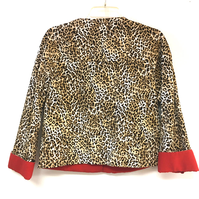 Chico's Size M Brown black Animal Print Snaps Jacket