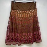 Arden B Women's Size 4-S Brown-Multi Sequin A Line- Knee Skirt