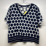 Cabi Size M Women's Navy-White Polka Dot V Neck Short Sleeve Top