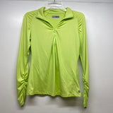 Lija Size S Women's Lime Textured Zip Mock Neck Activewear Top