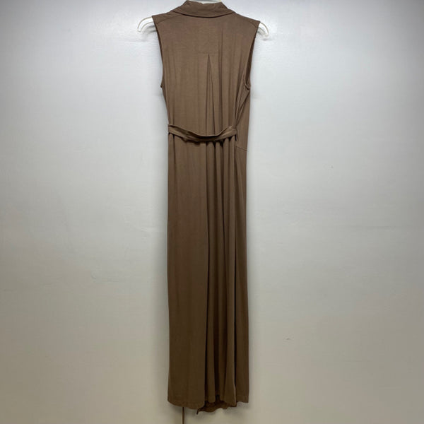 Porridge Size S Women's Brown Solid Maxi-Wrap Dress