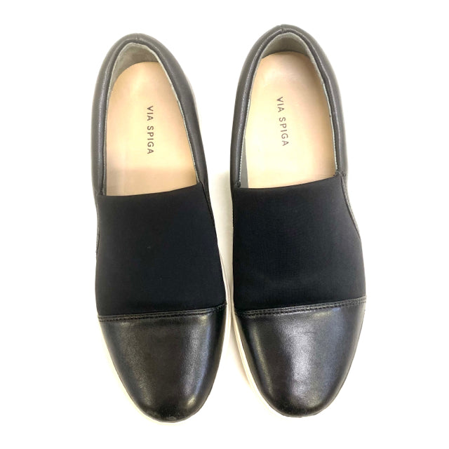 Via Spiga Women's Size 4.5 Black-White Patchwork Slip On Flats