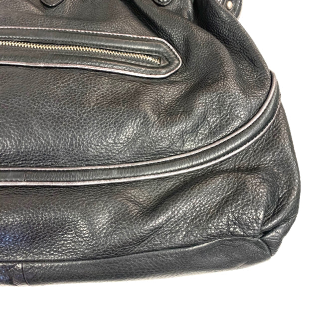 Cole Haan Black Leather Pebbled Satchel Handbag
