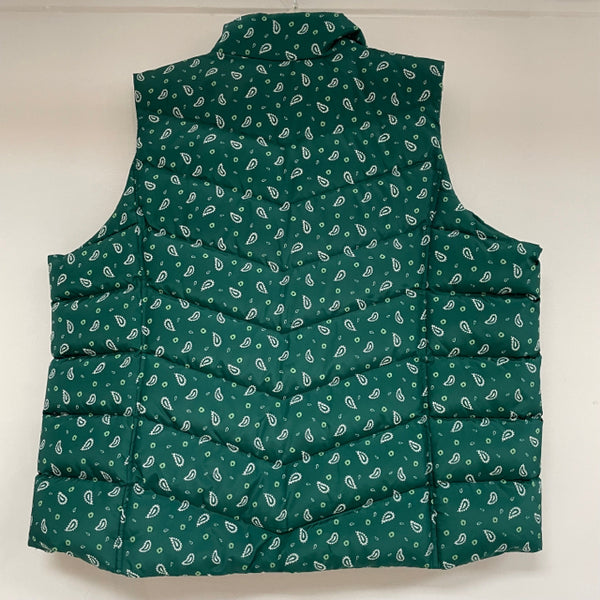 Lands' End Women's Size 2x Green-White Pattern Zip Up Vest