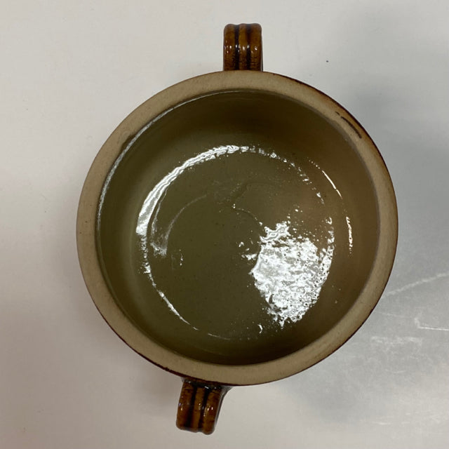 Brown Stoneware Sugar Bowl with Lid