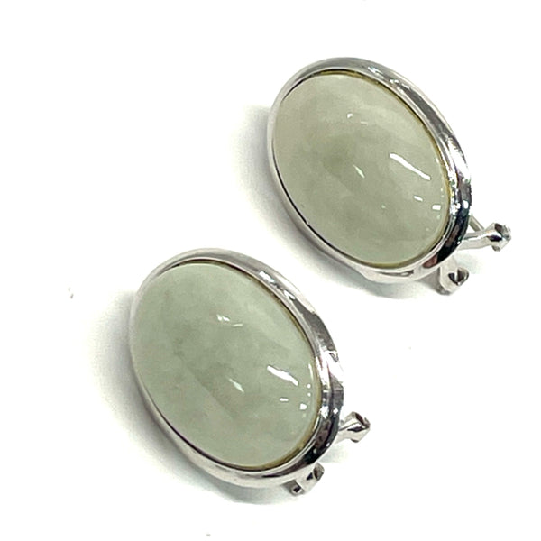 Green Jade Oval Earrings
