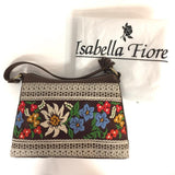 Isabella Fiore Brown-Multi Leather Embroidered Shoulder Bag - Treasures Upscale Consignment