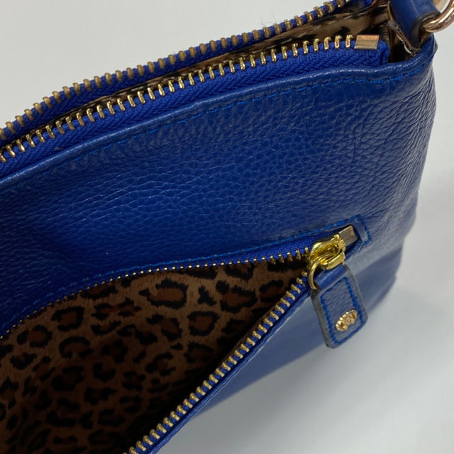 Roberto Cavalli Blue Leather Pebbled Shoulder Handbag