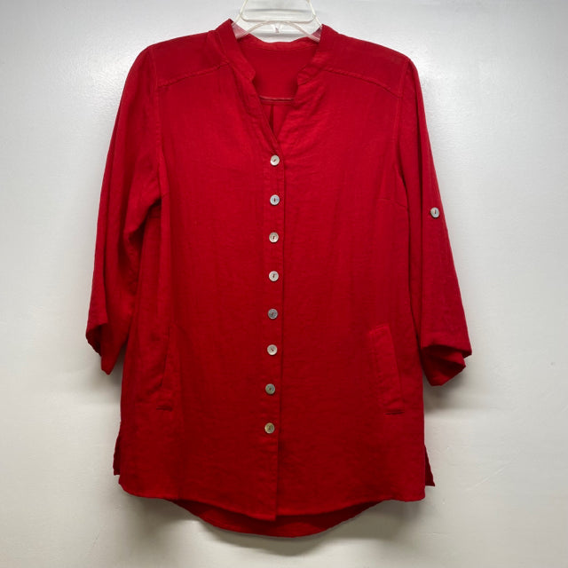 Fridaze Size M-S Women's Red Solid Button Up Shirt