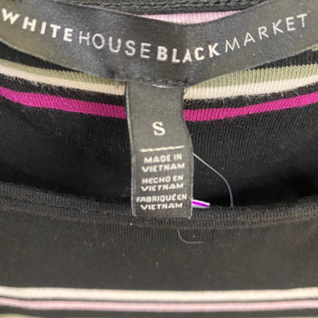 White House Black Market Women's Size S Black-Multi Striped Cold Shoulder Dress