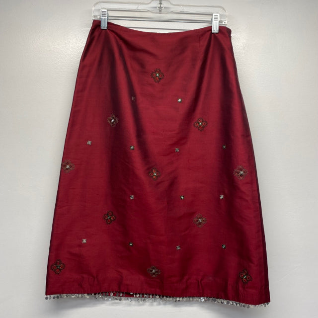 Loft Ann Taylor Size 10 Women's Red-Multi Embroidered Pencil Skirt