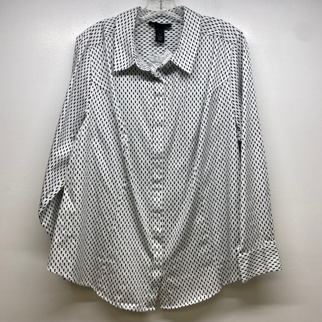 Lane Bryant Women's Size 2X-20 Black-White Pattern Button Down Shirt