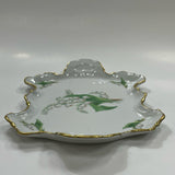 Chamart Limoges White-Multicolor Porcelain Gold Trimmed Scallop Edged Tray