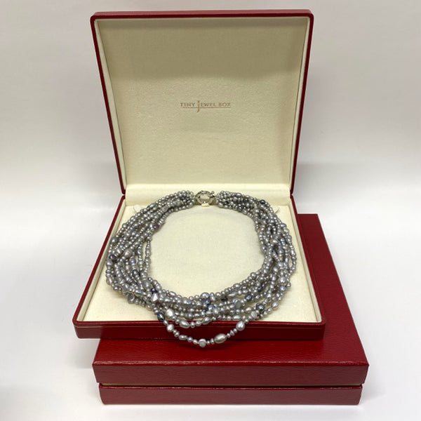 9 stand Gray Pearl Necklace