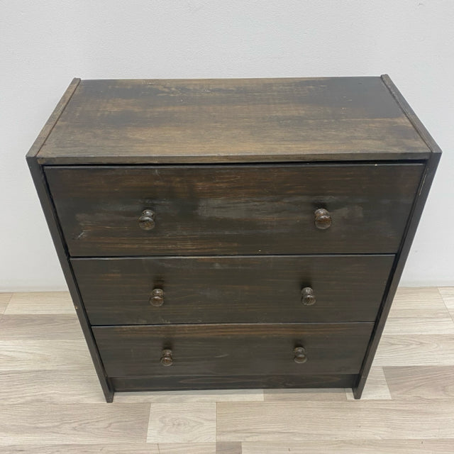 3 Drawer Brown Wood Dressers/Chest
